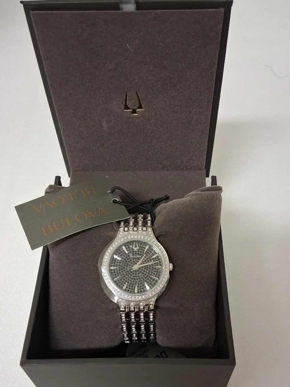 Bulova Crystal Black Dial Ladies Watch (96L273) – NWT w/ Box